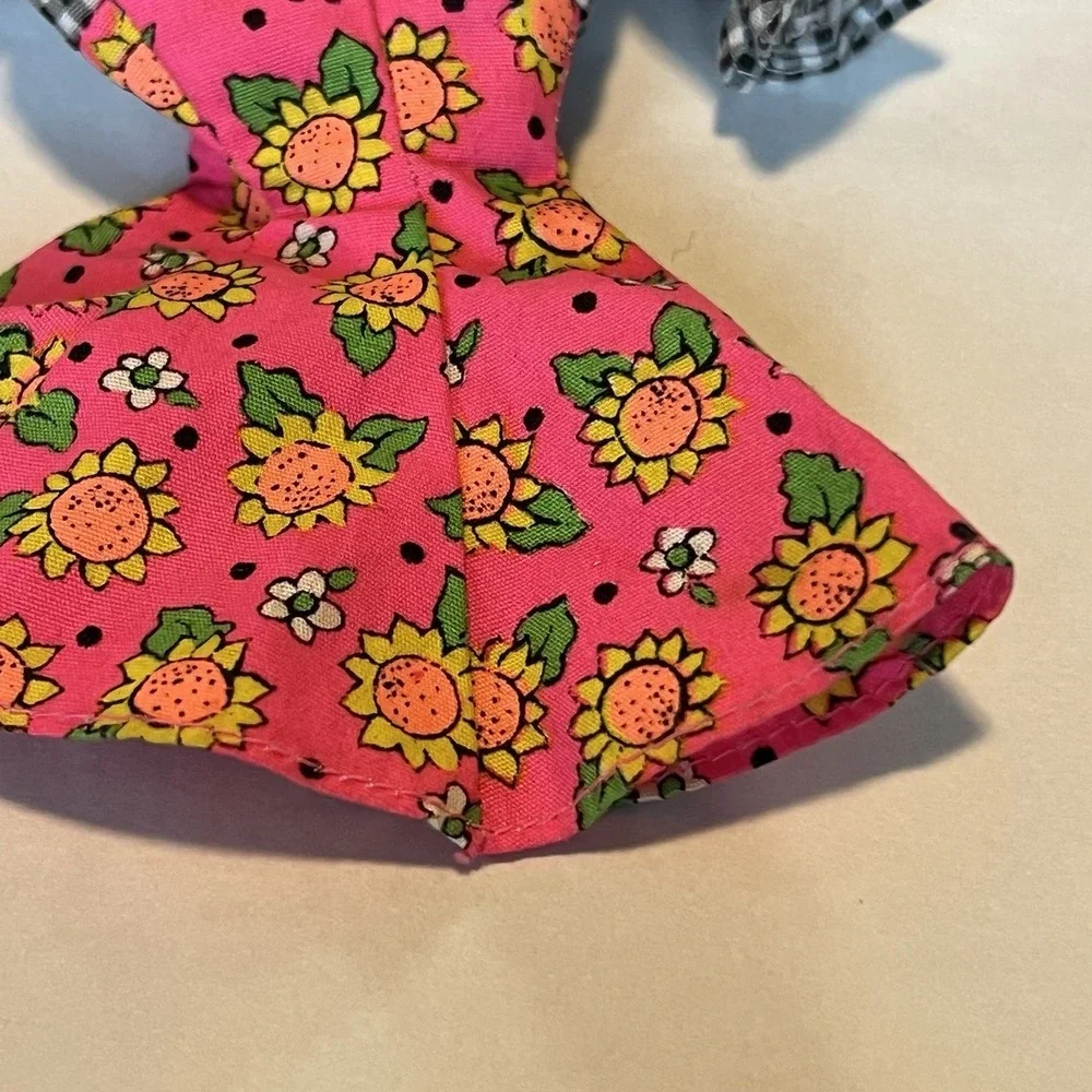 1990s VINTAGE BARBIE SUNFLOWER TWIST N TURN Dress Pink MATTEL Doll Retro Gingham